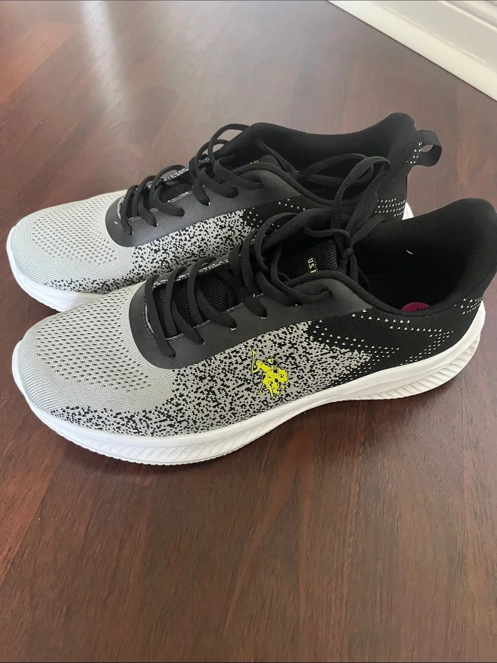 U.S. Polo Assn. Gray & Black Knit Sneakers with Yellow Logo